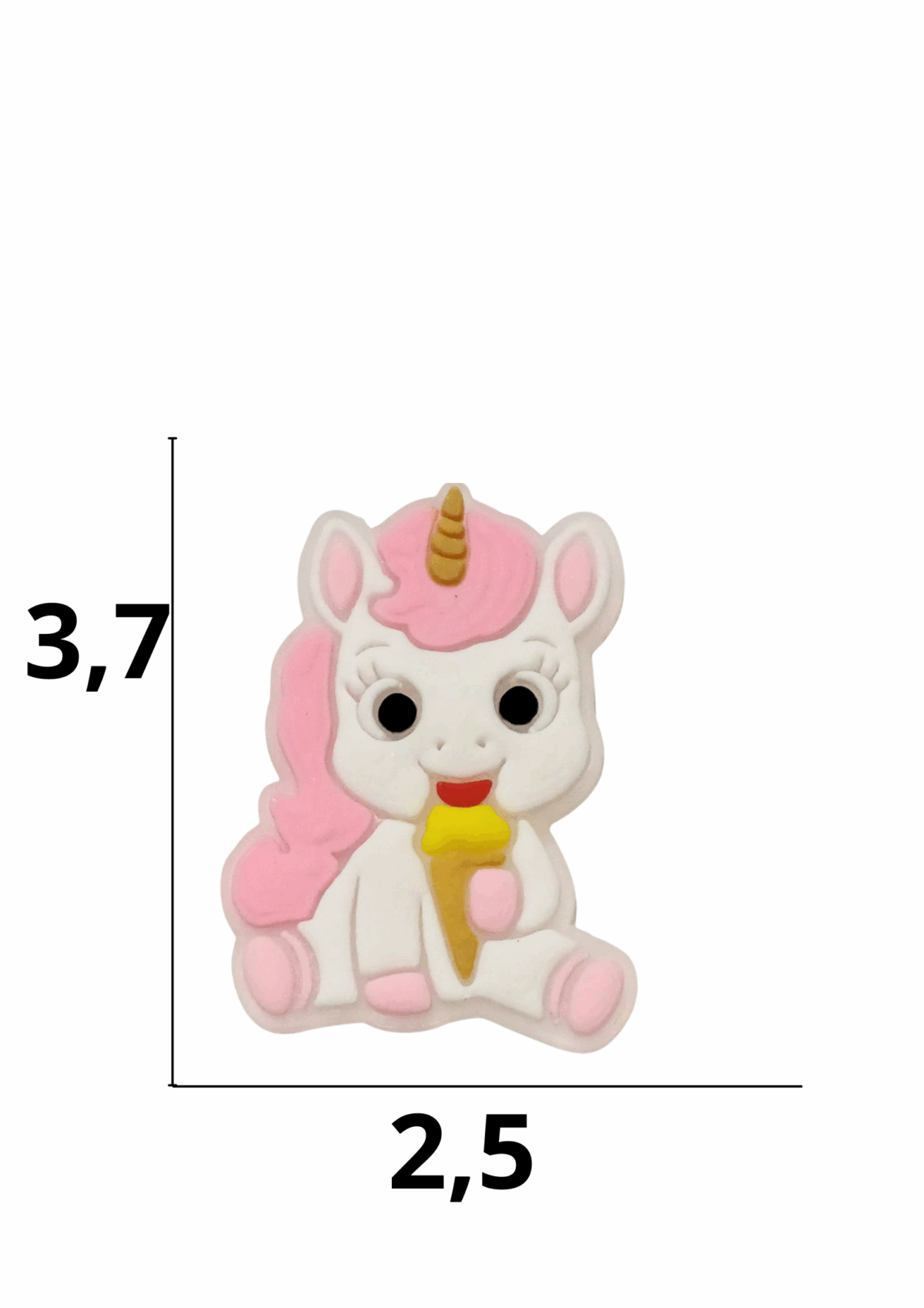 Aplique emborrachado do unicórnio rosa tamanho-M com 25 unidades - Imagem 1