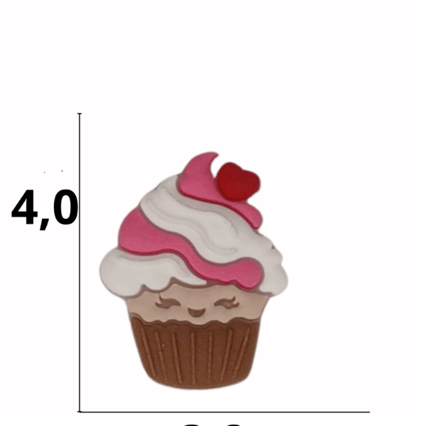 Aplique emborrachado cupcake-1  tamanho-M com 25 unidades