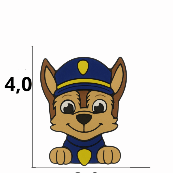Aplique emborrachado patrulha canina Chase tamanho-M com 25 unidades