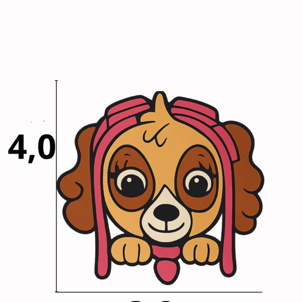 Aplique emborrachado patrulha canina Skye tamanho-M com 25 unidades